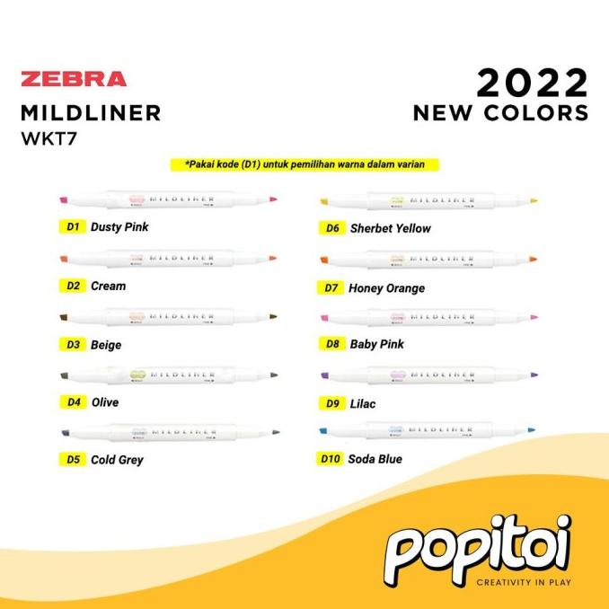 

Zebra Mildliner Wkt7 Dual Tip Highlighter Marker Soft Pastel