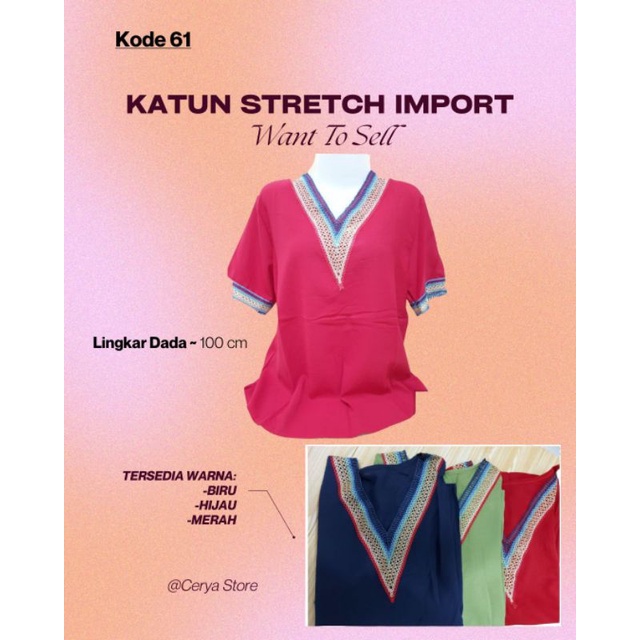 KATUN STRETCH IMPORT - Baju Wanita - Atasan Wanita