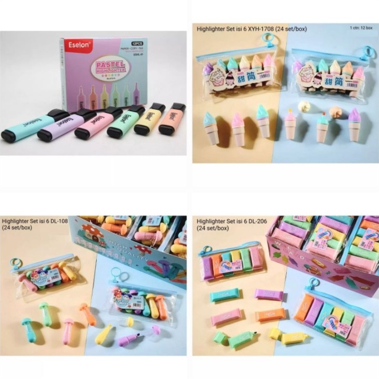 

➫ 6 pcs Stabilo Ice Cream, Candy, Mushroom/ Jamur - 12PCS/ 1 LUSIN Stabilo / Stabilo pastel / Highlighter / Stabilo Eselon ESHL-01/ Vanco 515/neon6810 ➬COD