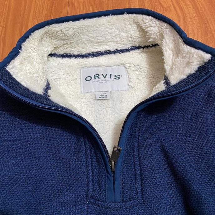 Promo Hari Ini Jaket Orvis Brighton Men'S Fleece Sherpa Lined Original Navy Hangat