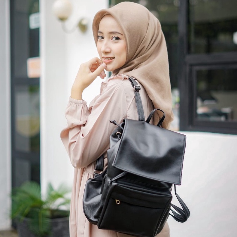 12.12 Flash Sale TAS RANSEL KULIT WANITA PHILO HITAM // taskanvasbdg - Backpack Ransel Sekolah Kulit