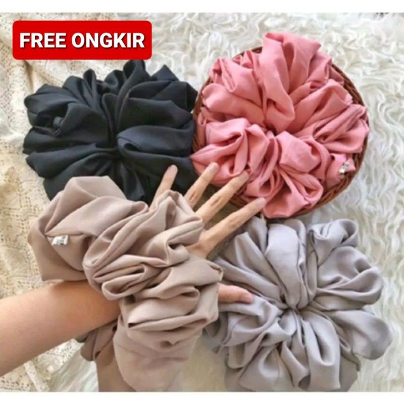 Ikat Rambut Scrunchie Jumbo Gaya Korea/ Scrunchie / Cemol /Ikat cepol rambut L3