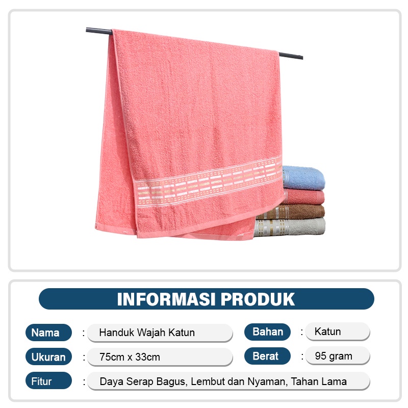 Handuk Muka Halus Kecil Ukuran 75cm x 33cm Face Towel Katun Tebal Anti Bakteri Handuk Wajah Premium Termurah - J3C5