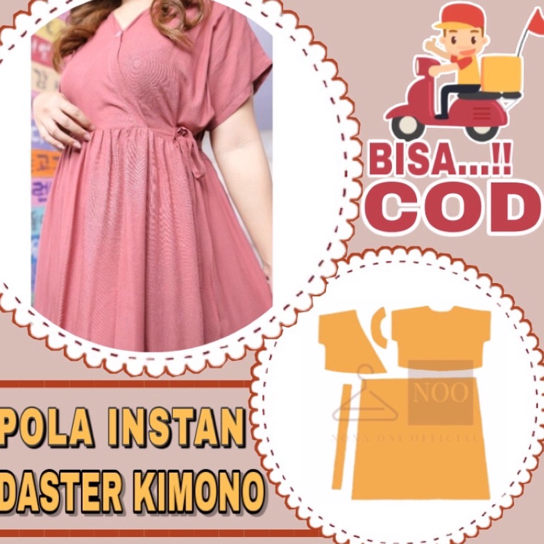 ぼ BISA COD✔️ Pola instan daster kimono midi kekinian - Pola jiplak daster kimono - Pola cetak daster