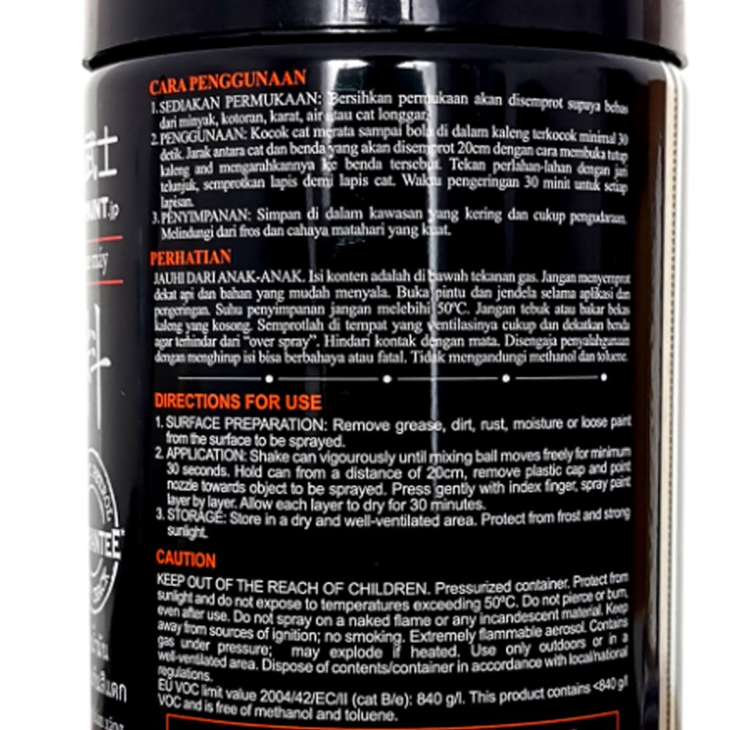 SAMURAI PAINT HONDA BLACK DOFF / FLAT BLACK 109A HITAM DOFF 400 ML - CAT SEMPROT OX AEROSOL