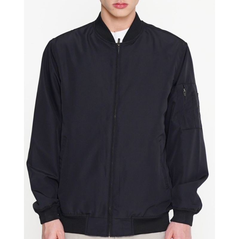 Jaket Bomber Polos Jacket Taslan Harrington Pria Baseball Kualitas Distro All Size (Bisa Custom Sabl