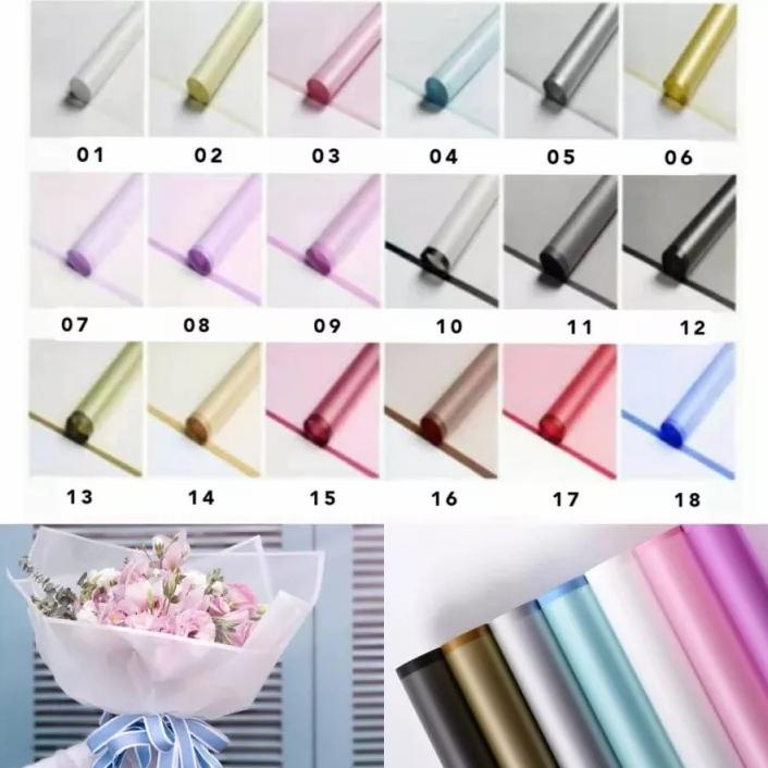 

Sale 7.7 [20 Lembar] Kertas Buket Bunga Warna Transparan / Kertas Cellophane Transparan / Flower Wrapping Paper Matt List / Cellophane Matt List