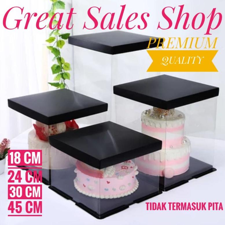 

New Kotak kue transparan cake box mica dus kue P26 x L26 cm