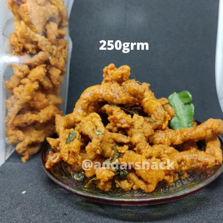 

7.7 usus ayam crispy pedas daun jeruk netto 250grm