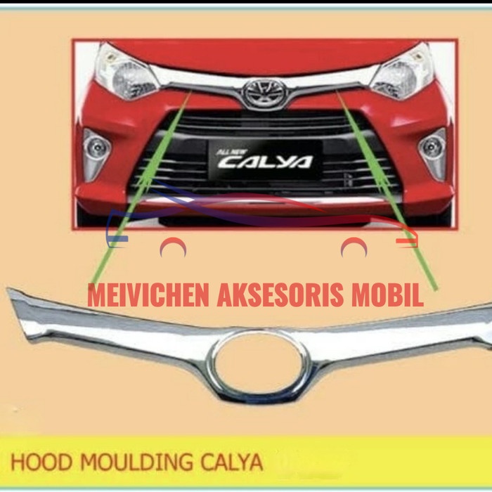 LIST GRILL LOGO DEPAN HOOD MOULDING MOBIL CALYA SIGRA 2018 KEBAWAH CHROME
