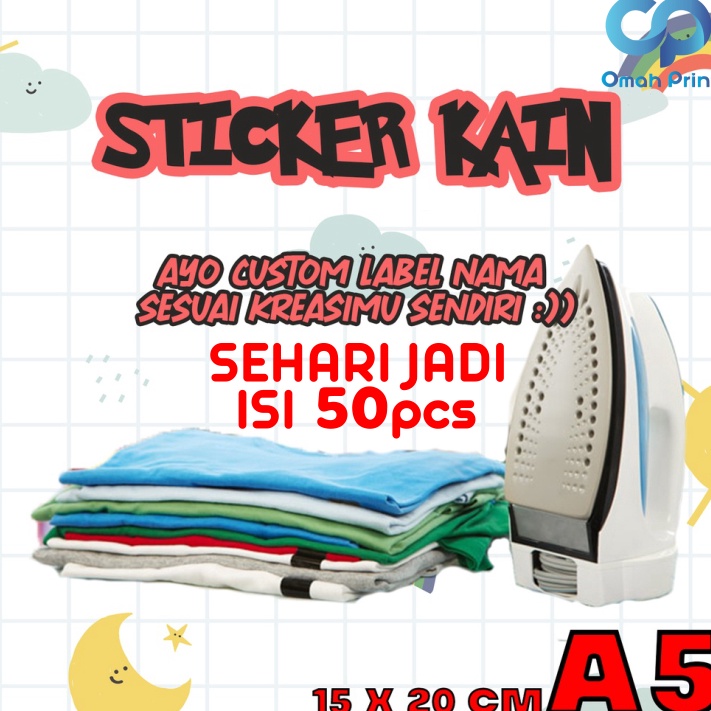 

✔✔SALE✔✔ SEHARI JADI Stiker Kain / Label Baju Setrika Nama Isi 50pcs