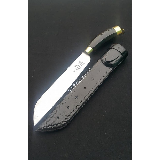 Pisau cap Garpu asli 9" Handle Tanduk Kerbau & Sarung kulit ORIGINAL