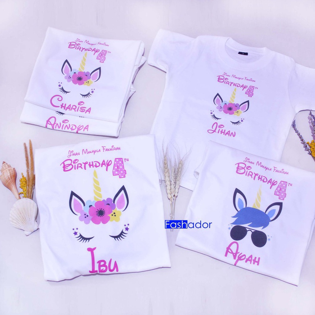 (X.Z➲14✉] GRATIS CUSTOM NAMA/FOTO/ANGKA Baju/Kaos Couple Unicorn/Kuda Poni/T-Shirt/Seragam Ultah/Ula