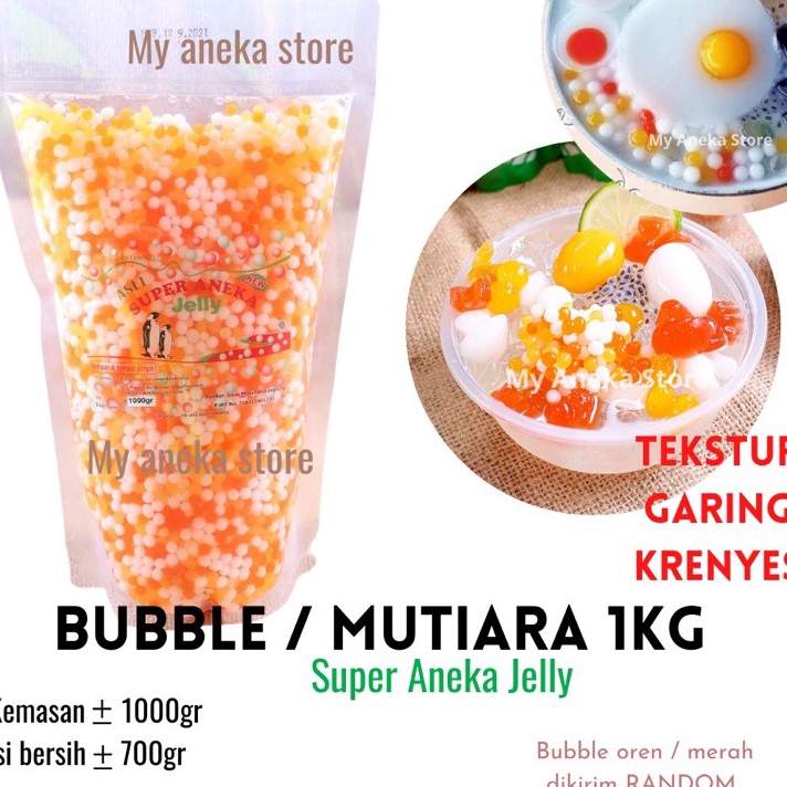 

>D2289) ⭐⭐⭐⭐⭐ Jelly Mutiara /Bubble air “super aneka jelly” kemasan 1000gr