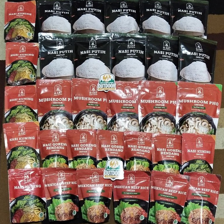 

✔️ Makanan Instan H EAT Makanan Gunung Nasi Putih, Nasi Kuning, Mashroom Pho, Nasi Goreng Rendang