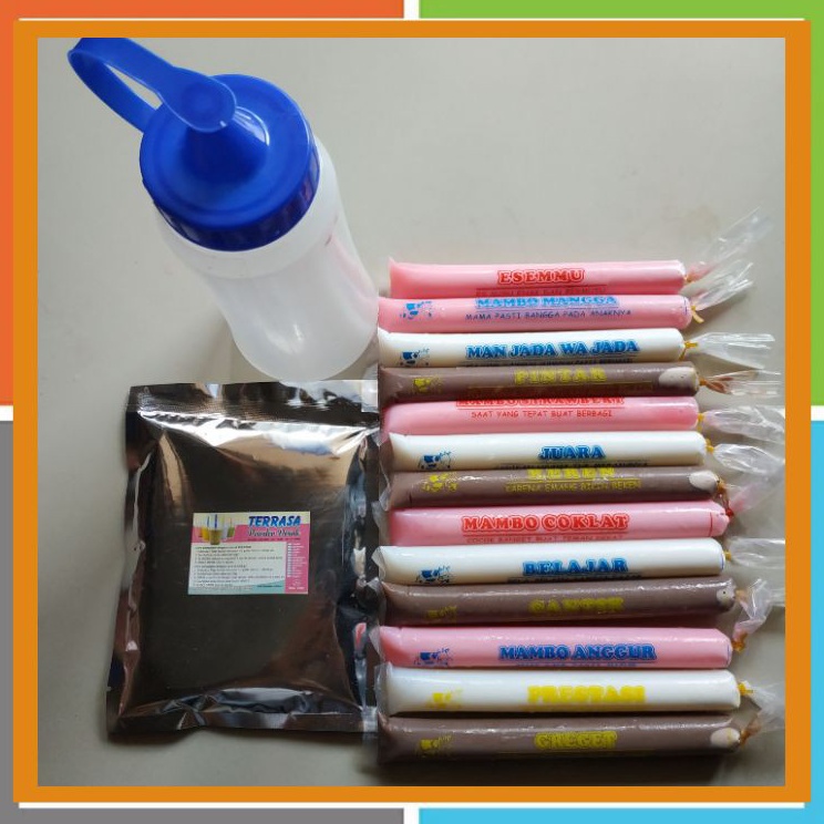 

【Penjualan Terbaik】✅COD Paket ice mambo aneka rasa bertuliskan kata kata lucu penuh motivasi/ PAKET BUBUK ES MAMBO LENGKAP PLASTIK MAMBO DAN BOTOL