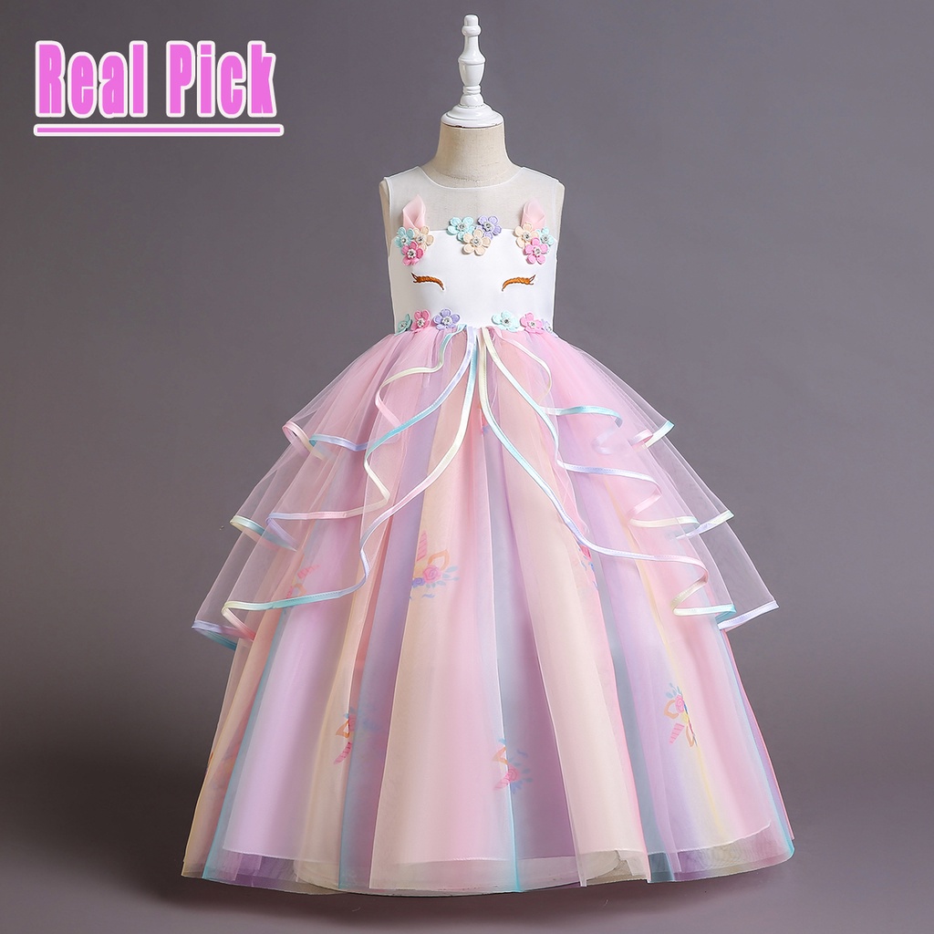 NEW Long Dress Unicorn Anak Impor/ Gaun Dan Jacket Unicorn Ulang Tahun Tutu Anak Unicorn Panjang