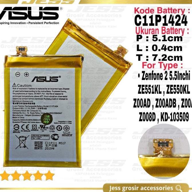 Baterai Original ASUS Zenfone 2 5.5 Inchi Z00AD ZE550ML Z00A C11P1424