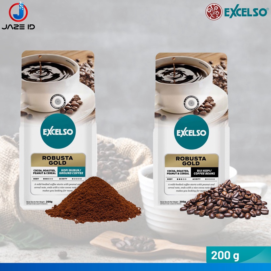 

5.5 COD Excelso Robusta Gold Coffee Kopi Biji Bubuk 200 gram 200g 200gr Beans