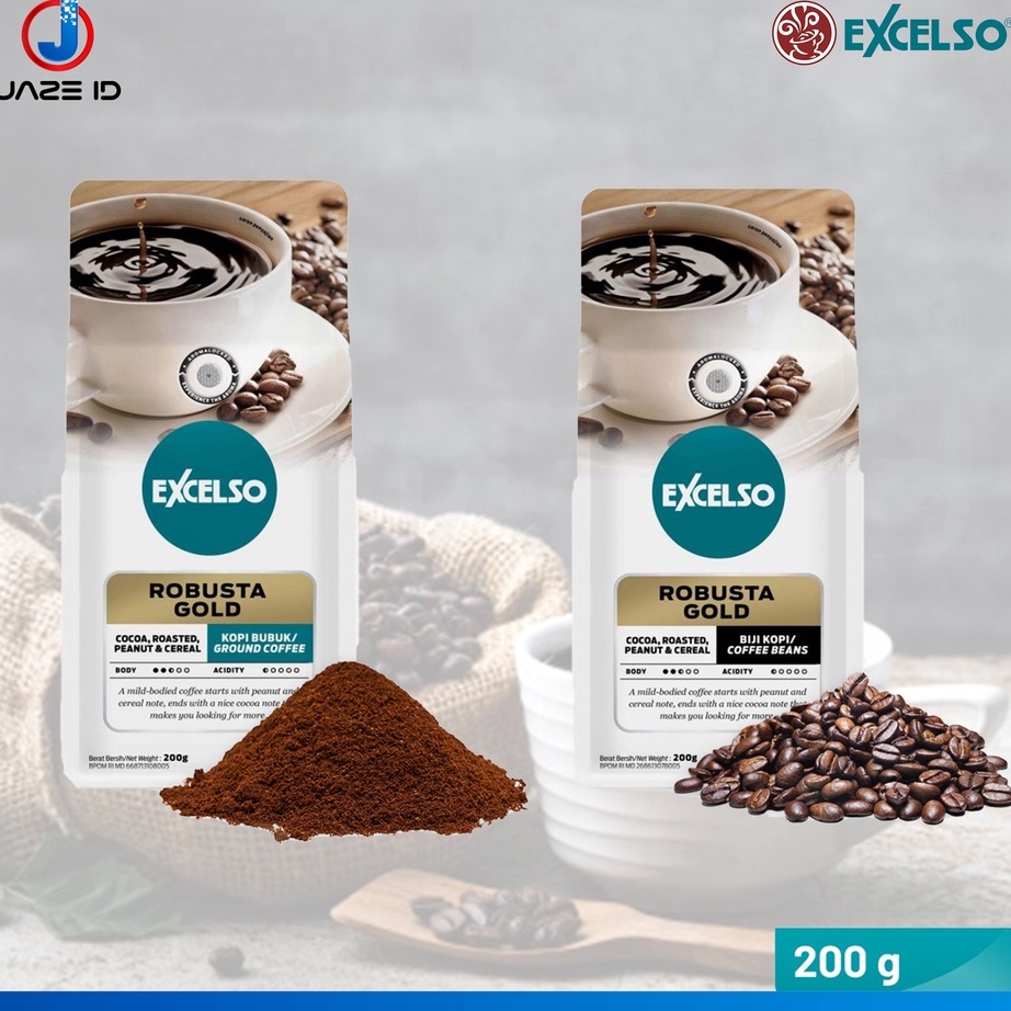 

♠ Excelso Robusta Gold Coffee Kopi Biji Bubuk 200 gram 200g 200gr Beans