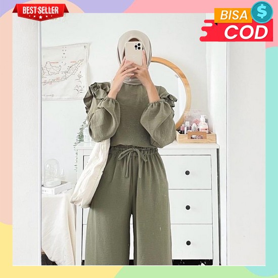 Ootd Cewek Terbaru 2023 Stelan Perempuan Kekinian Set Atasan Celana Kulot Setelan Cewek Korean Style