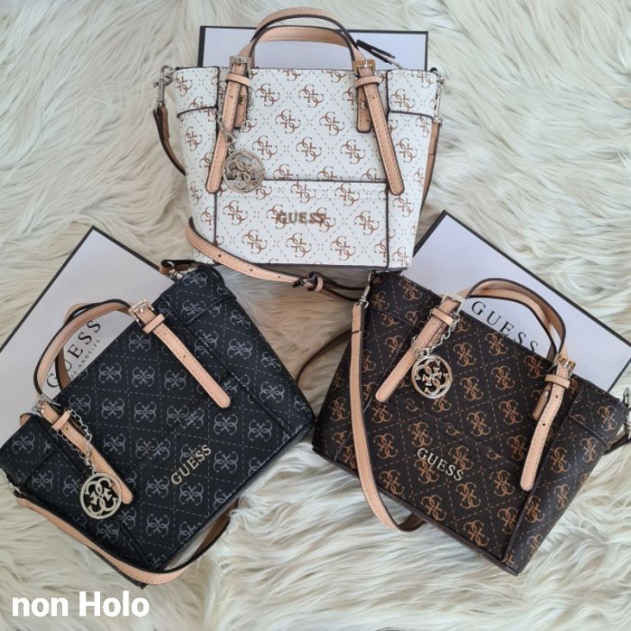 PROMO GUESS DELANEY HOLO MINI SHOULDER SLING TOTE BAG TAS SLING WANITA ORI TERLARIS