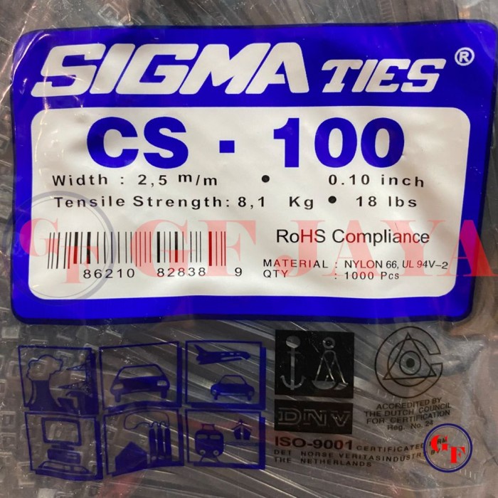 

Best Seller Kabel Ties / Cable Tie Sigma Cs 100 Hitam / Putih @1,000Pcs