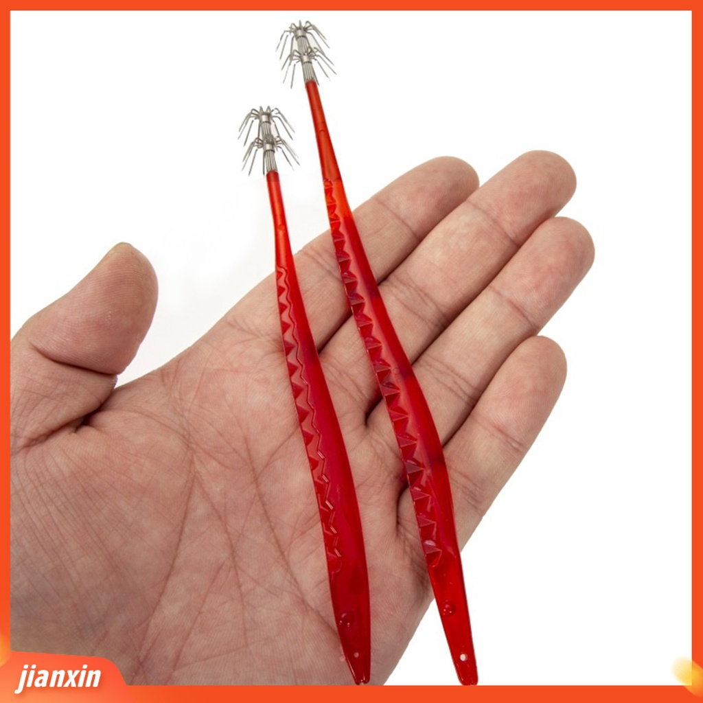 [Jianxin] 2pcs Warna Vibrant Desain Imitasi UV Reflektif Umpan Umpan Buatan Cumi Kait Jig Memancing Umpan Memancing Aksesoris