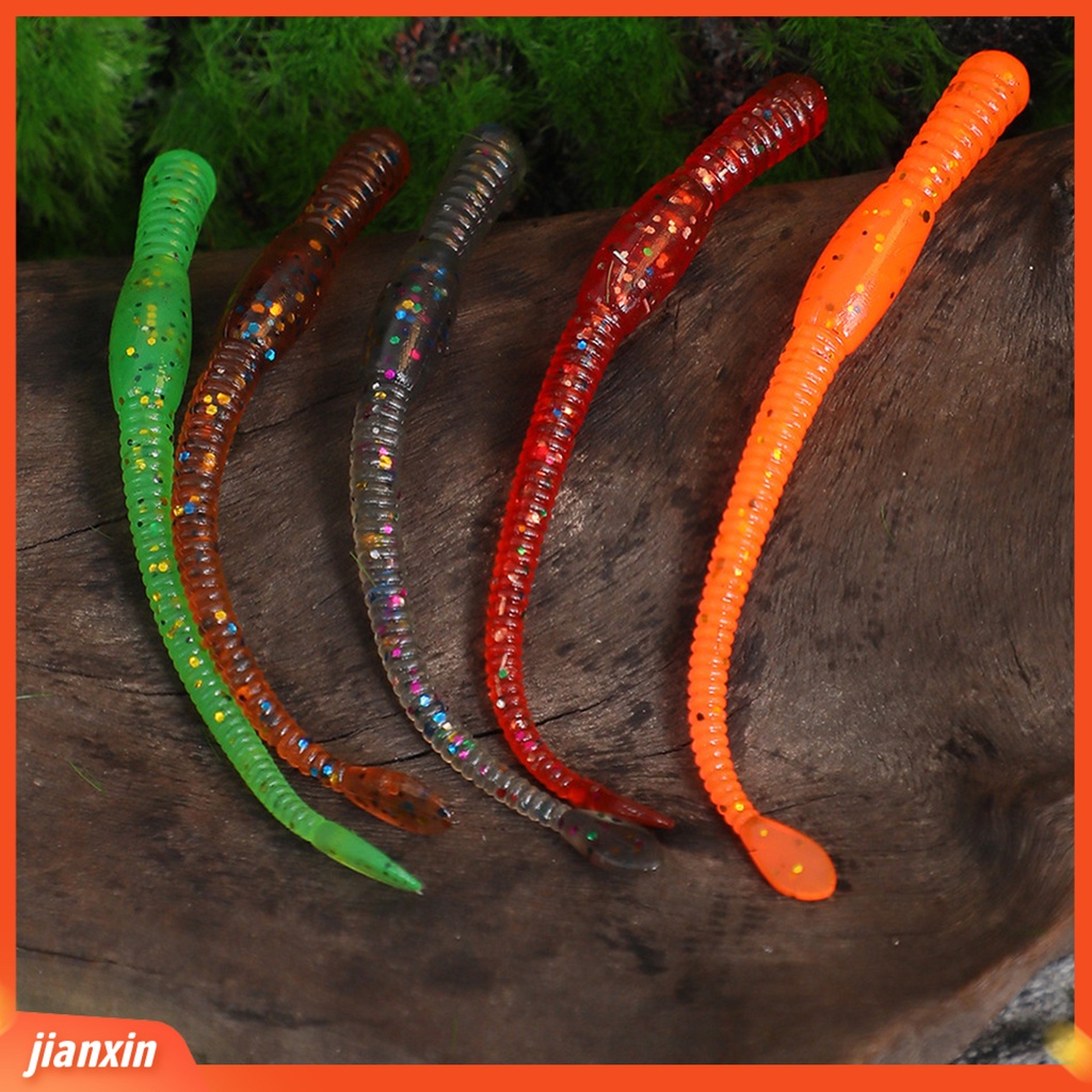 [Jianxin] 10 Pcs 7 cm Umpan Lembut Pola Spiral Cepat Mengumpulkan Ikan Simulasi Angling PVC Ekor Panjang Cacing Tanah Umpan Palsu Memancing Luar Ruangan