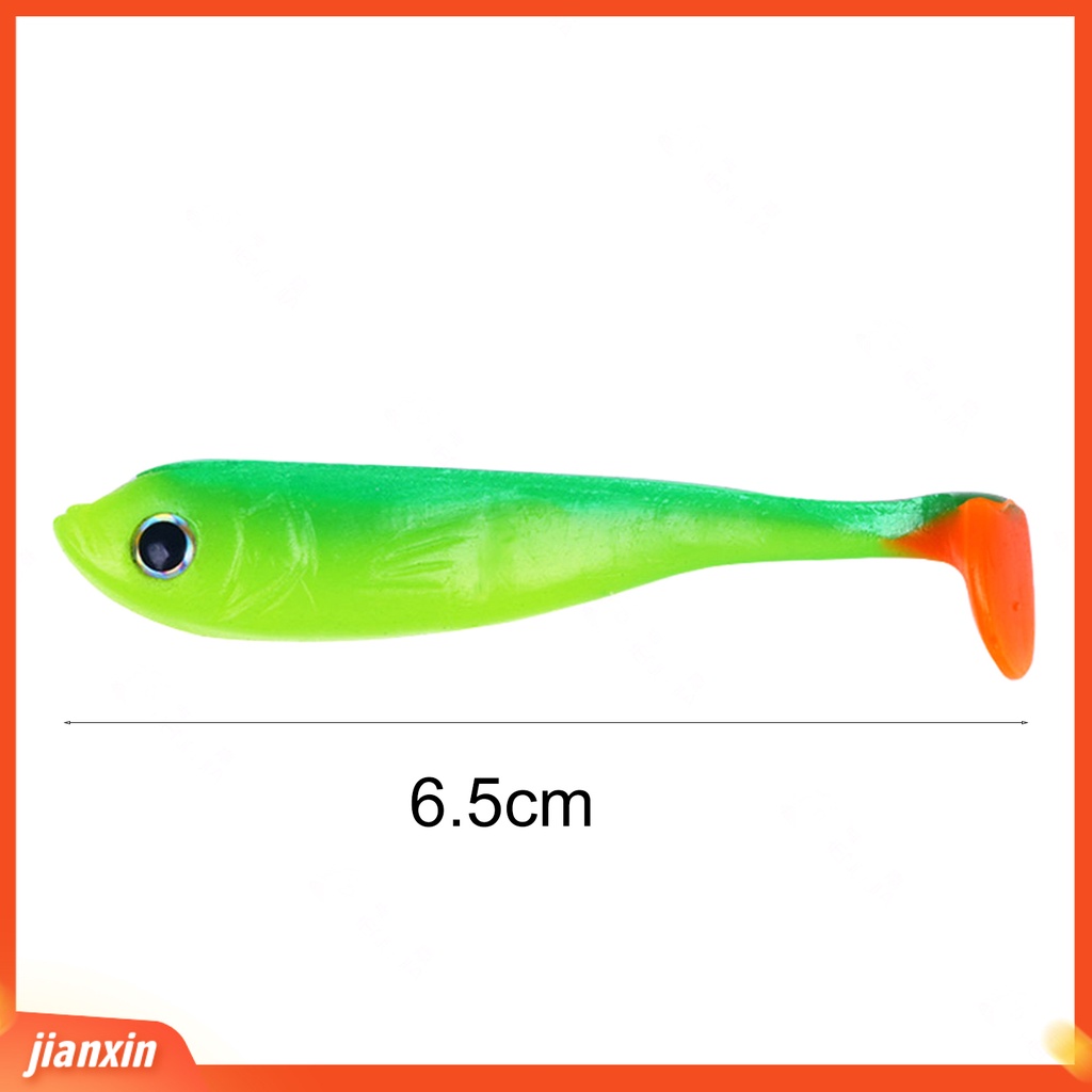 [Jianxin] 5pcs/bag 6.5CM/3G Umpan Pancing Simulasi Warna Terang Fleksibel Reusable 3D Eyes Fish Attraction Universal Lembut Silicone Paddle Tail Swimbait Fishing Gear