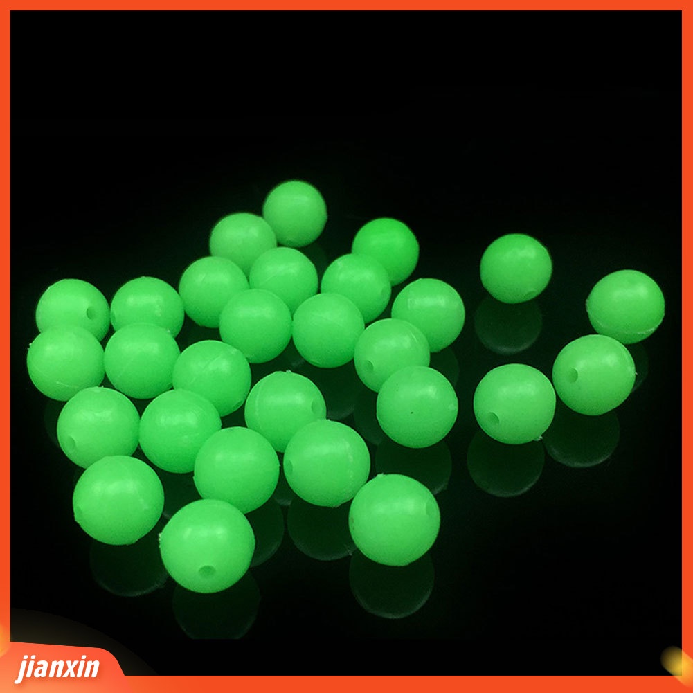 [Jianxin] 100pcs Umpan Pancing Bentuk Bulat Luminous dengan Kail / Mata Pancing Treble