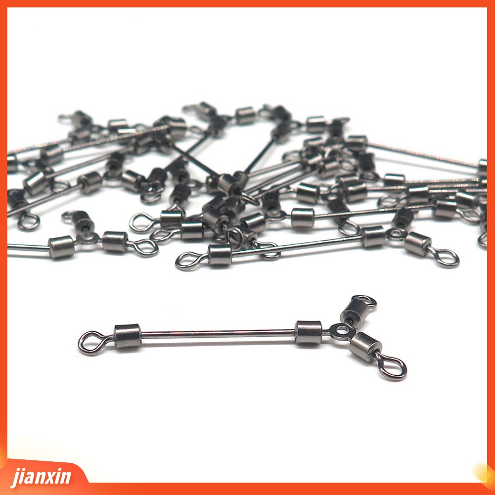 [Jianxin] 10pcs Kili-kili Pancing Rolling Swivel 3 Arah Bahan Stainless Steel