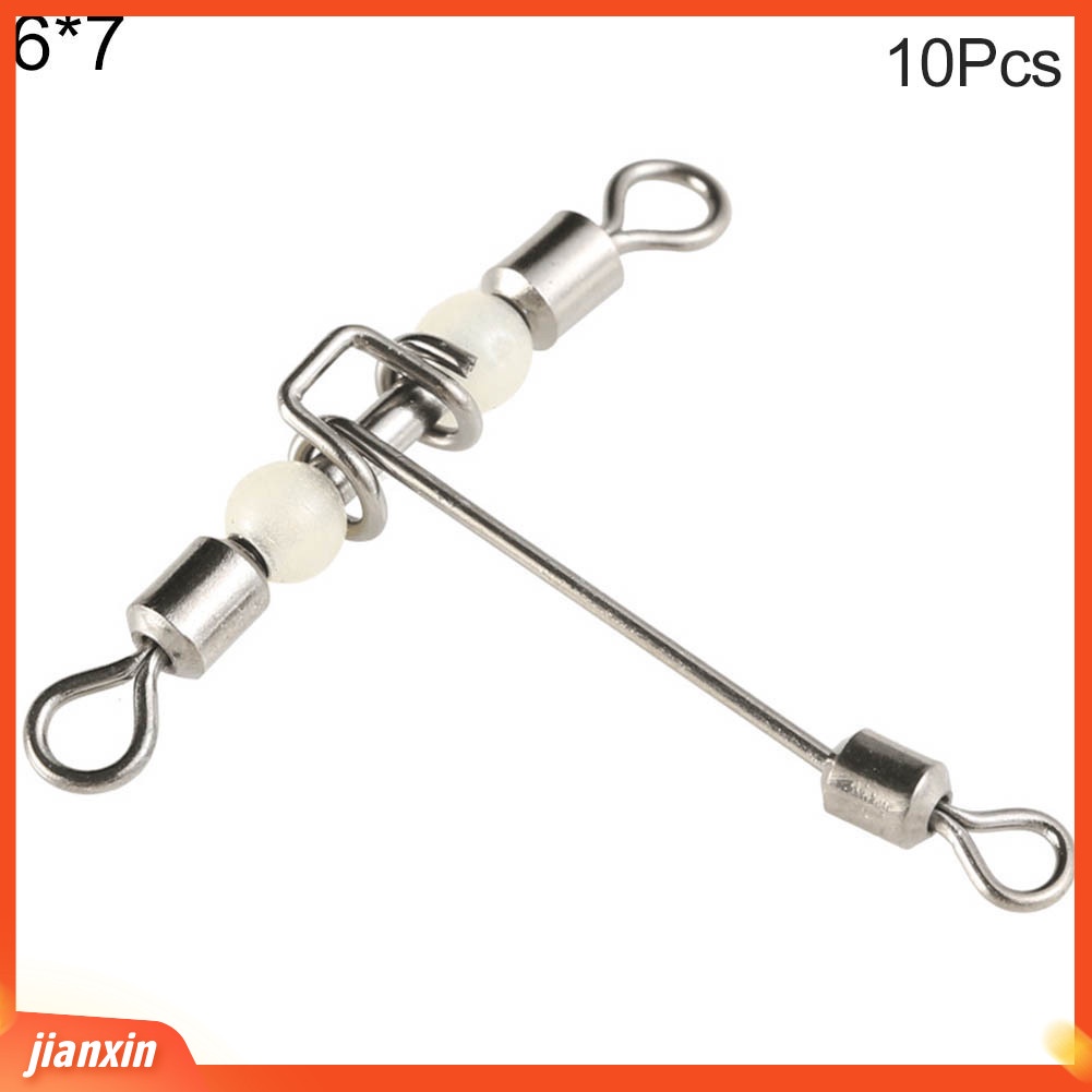 [Jianxin] 10pcs Kili-kili Pancing Rolling Swivel 3 Arah Bentuk T Luminous