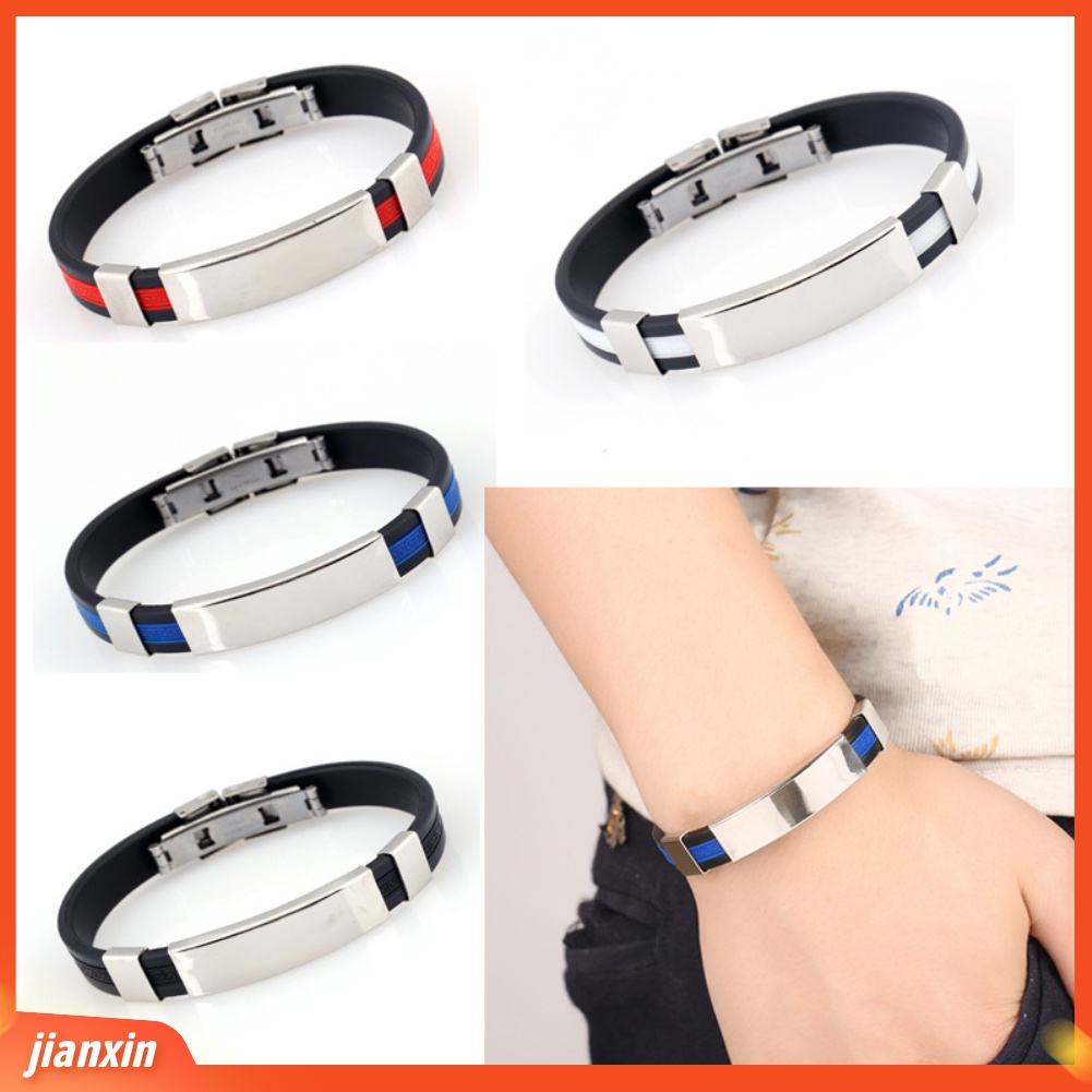 [Jianxin] Fashion Silicone Wristband Bracelet Men Adjustable Bangle Jewelry Birthday Gift