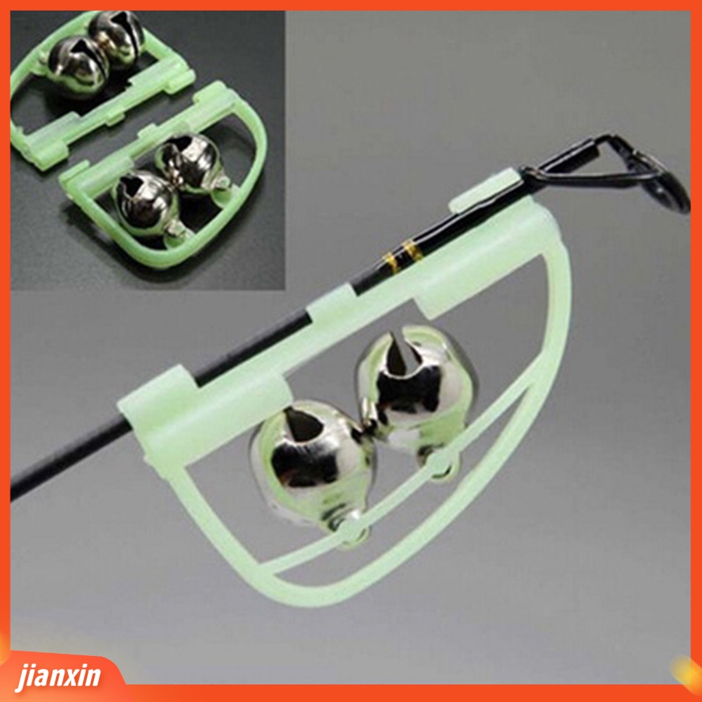 [Jianxin] 2Pcs Outdoor Night Glow Twin Bell Rings Fishing Rod Clip Bite Lure Alarm Alert