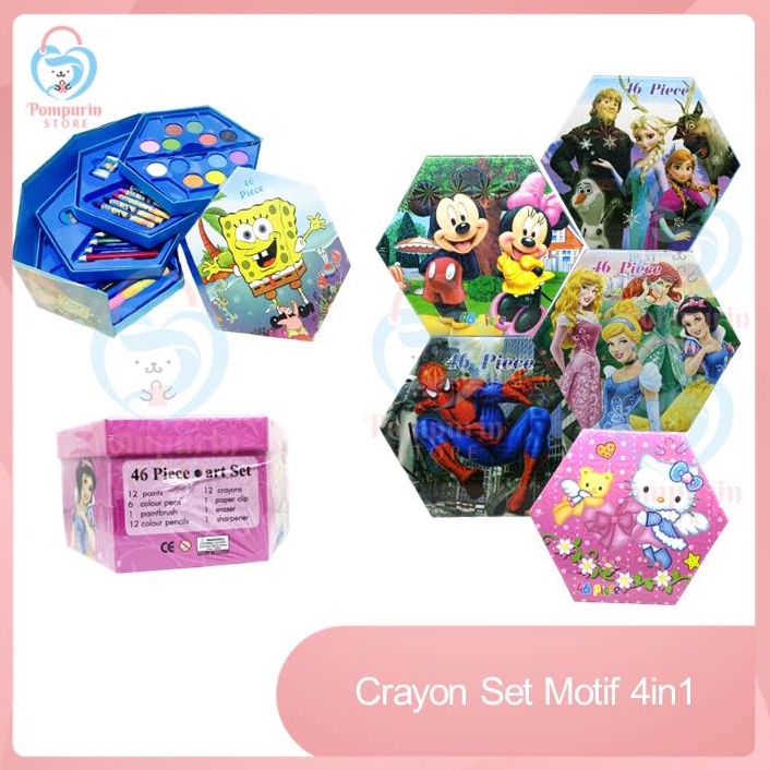 

Dijual.. Crayon Set Karakter 4in1 Isi 46pcs - Alat Set Menggambar Melukis MMN