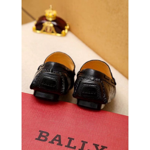 sepatu bally cowok slip on pria loafer shoes men kulit new