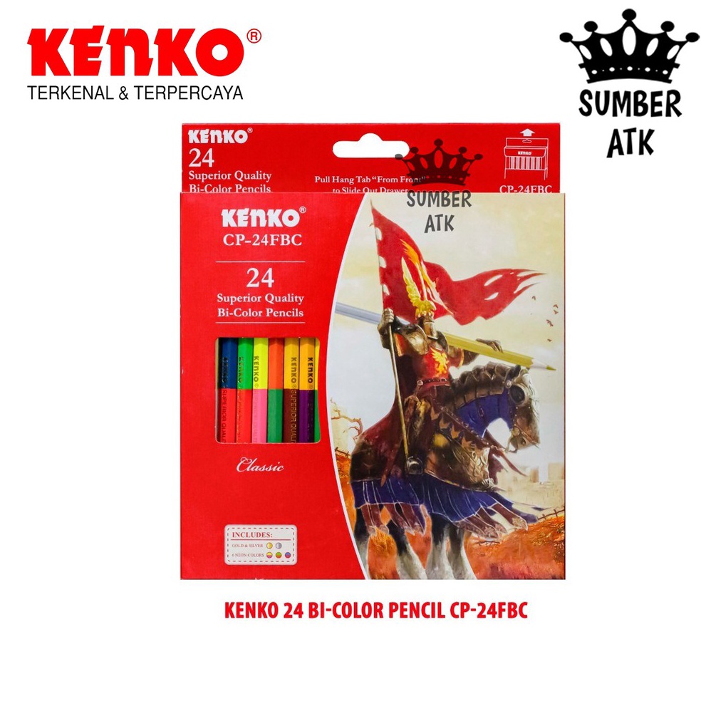 

Harga Promo.. Pensil Warna KENKO 24 warna Bi-color CP-24FBC ( 48 warna dengan 2 sisi ) Color Pensil 55