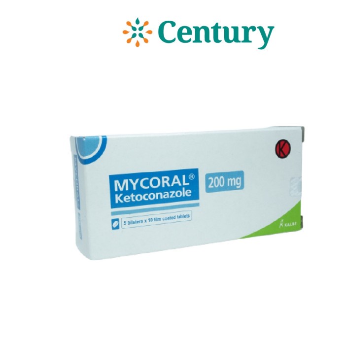 MYCORAL 200 MG 1 STRIP ISI 10 TABLET / KETOCONAZOLE / JAMUR KULIT / PANU / OBAT JAMUR