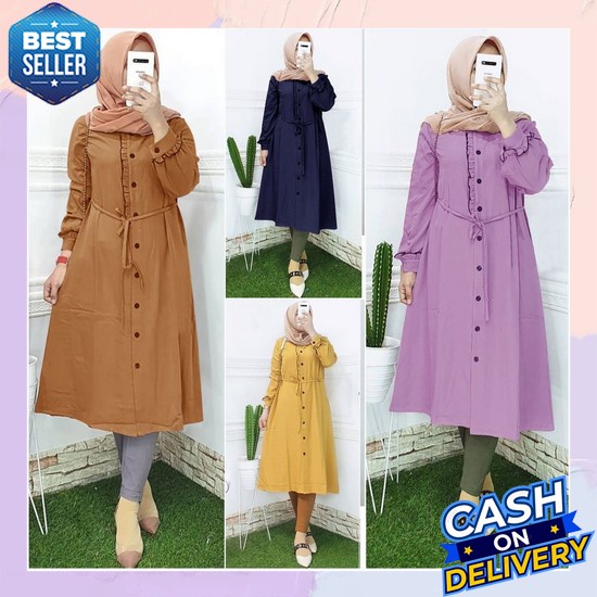 Viola Tunik Atasan Wanita Kekinian Ceruty Import Terbaru 2023 Ootd Vir Lenara Tunik / Tunik Wanita