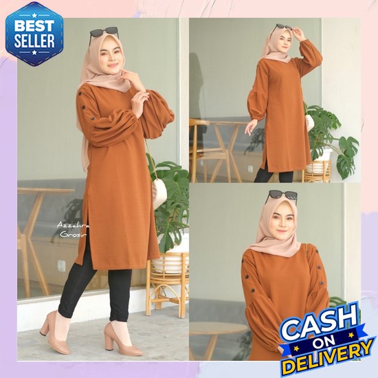 Kemeja Lengan Panjang Tunik Atasan Baju Tunik Wanita Motif Polos Kanci Uniqlo Tunik - Tunik Milano P