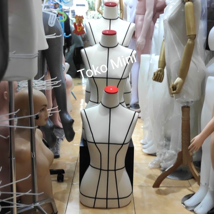 Terlaris Manekin Patung Manekin Dm Pola Foam Wanita Krem - Hitam, Tutup Kayu