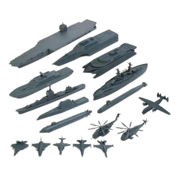 Mainan Kapal Perang Pesawat Heli 17 Pcs Full Set Miniatur