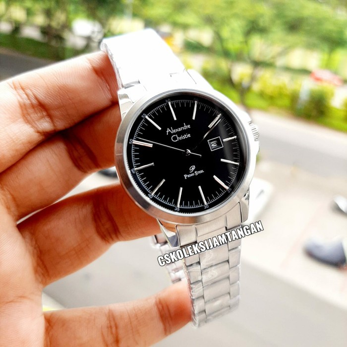 DISKON SPESIAL JAM TANGAN WANITA ALEXANDRE CRISTIE AC 1008 ORIGINAL SILVER HITAM TERMURAH