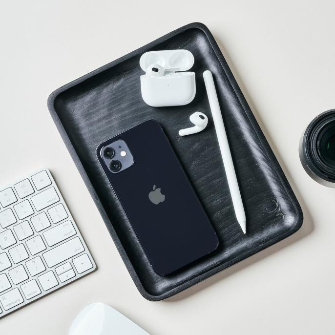 

Skandif Black Valet Tray Premium Teak Wood Desk Organizer Kayu Jati