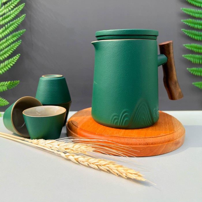Chinese Tea Infuser Pot Set Teko Teh Keramik dengan Saringan 350ml