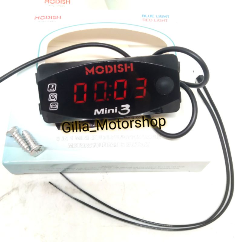 Voltmeter Modish 3 in 1 mini 3 merah Universal Motor