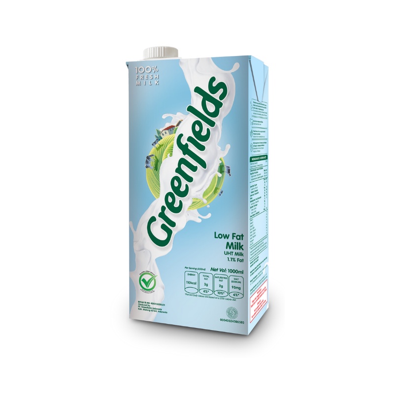 

GREENFIELDS LOW FAT MILK 1 LITER RENDAH LEMAK