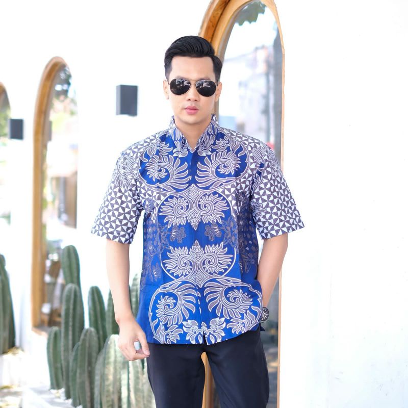 12 Motif Kemeja Batik Pria Lengan Pendek S M L XL XXL terbaru NR