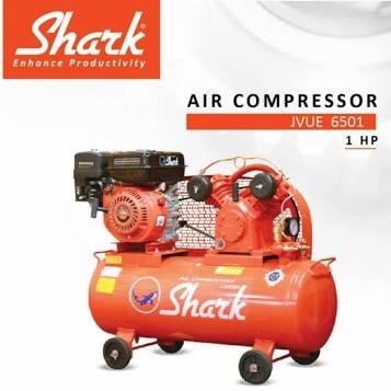 KOMPRESOR ANGIN SHARK 1HP + MESIN PENGGERAK BENSIN GX 200 BARU